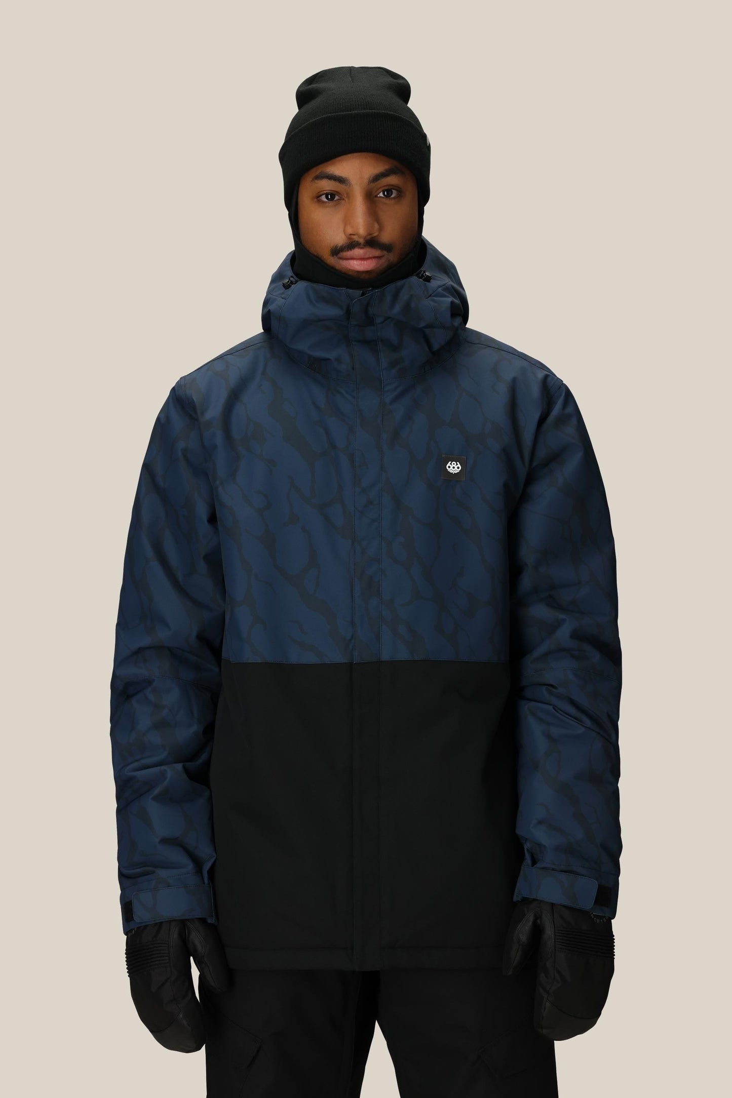 NAVY FRACTURED COLORBLOCK,S,Articulated Fit