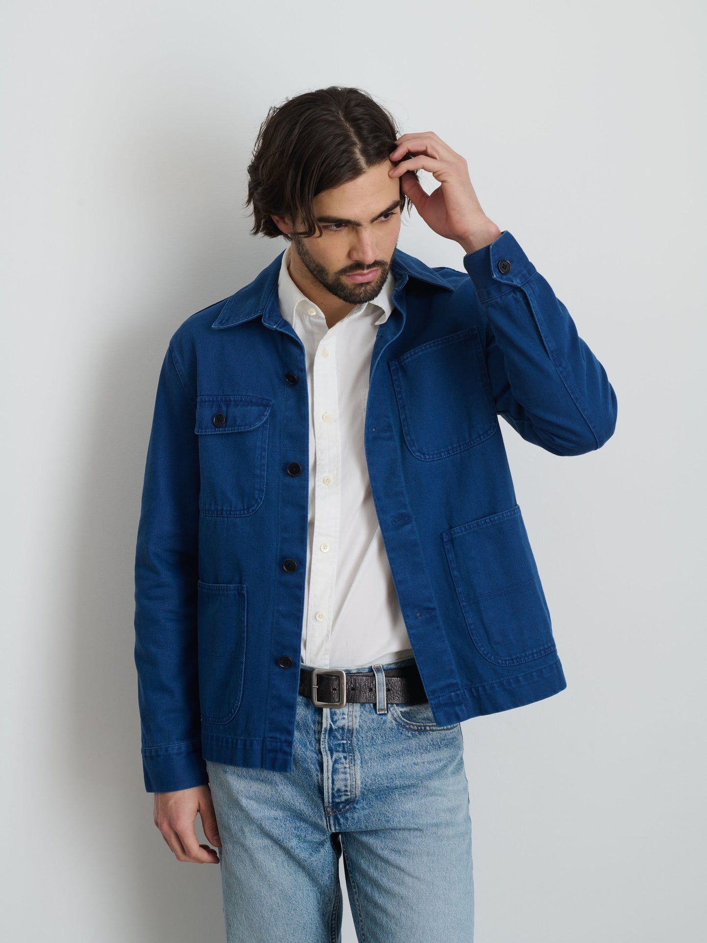 Alex Mill Garment Dyed Work Jacket in Recycled Denim French Navy