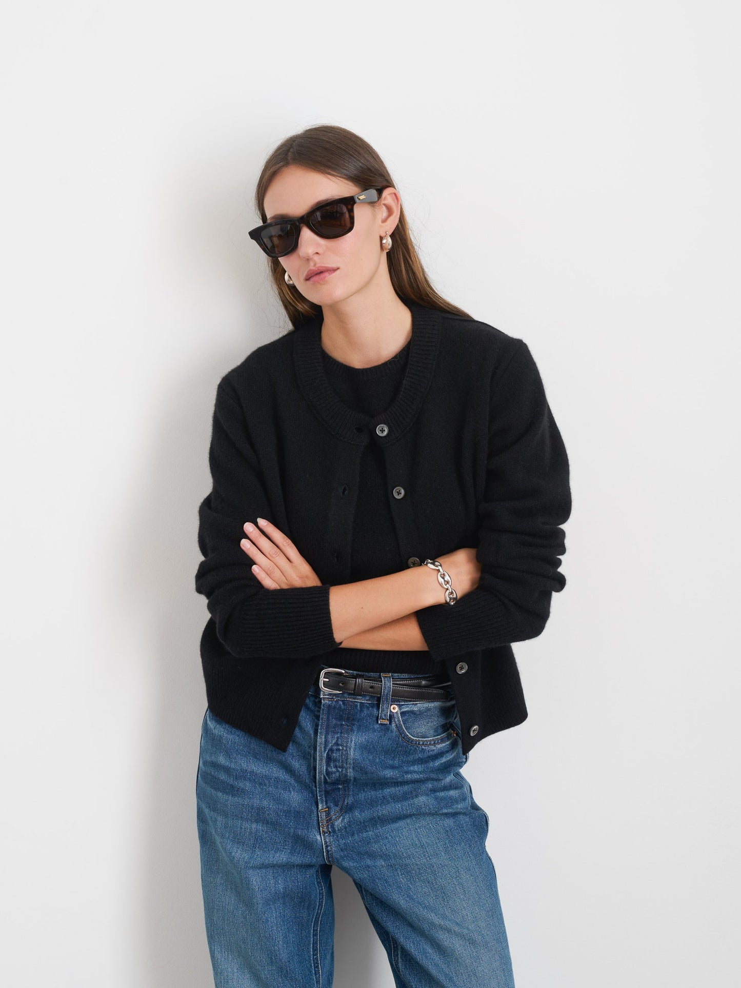 Alex Mill Lucie Cardigan in Cashmere Black