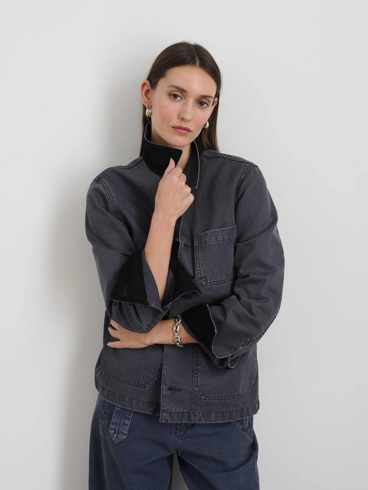 Alex Mill Britt Work Jacket in Herringbone Pebble