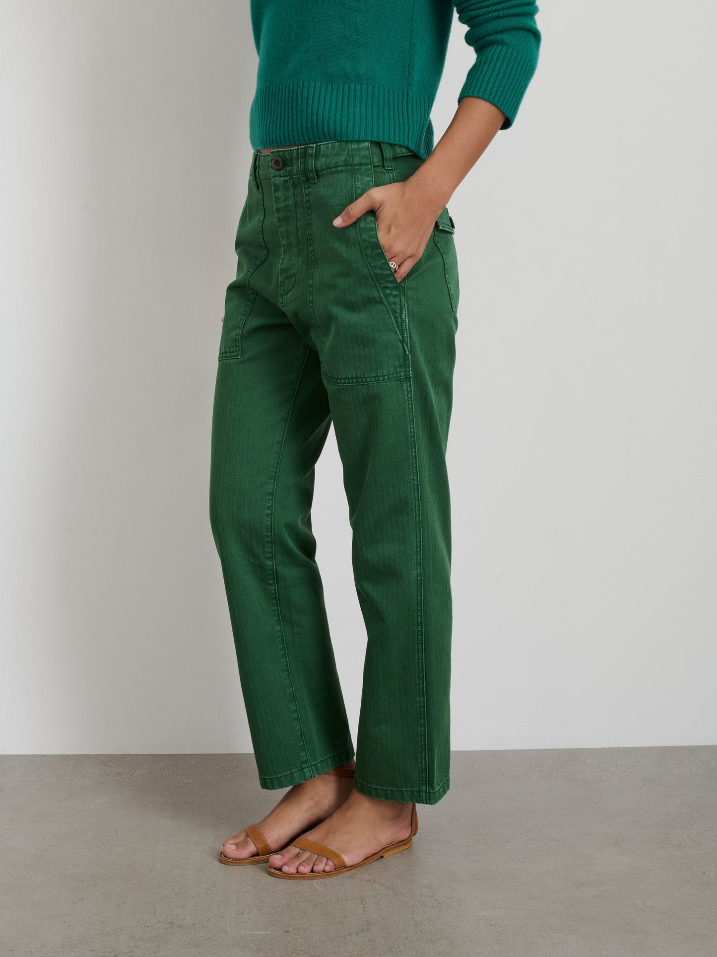 Alex Mill Neil Pant in Herringbone Emerald