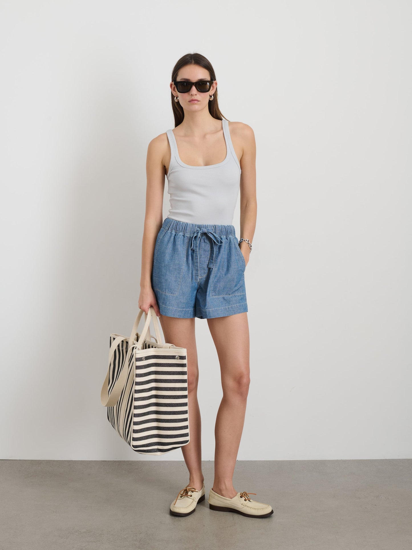 Alex Mill 365 Ribbed Tank Glass Blue