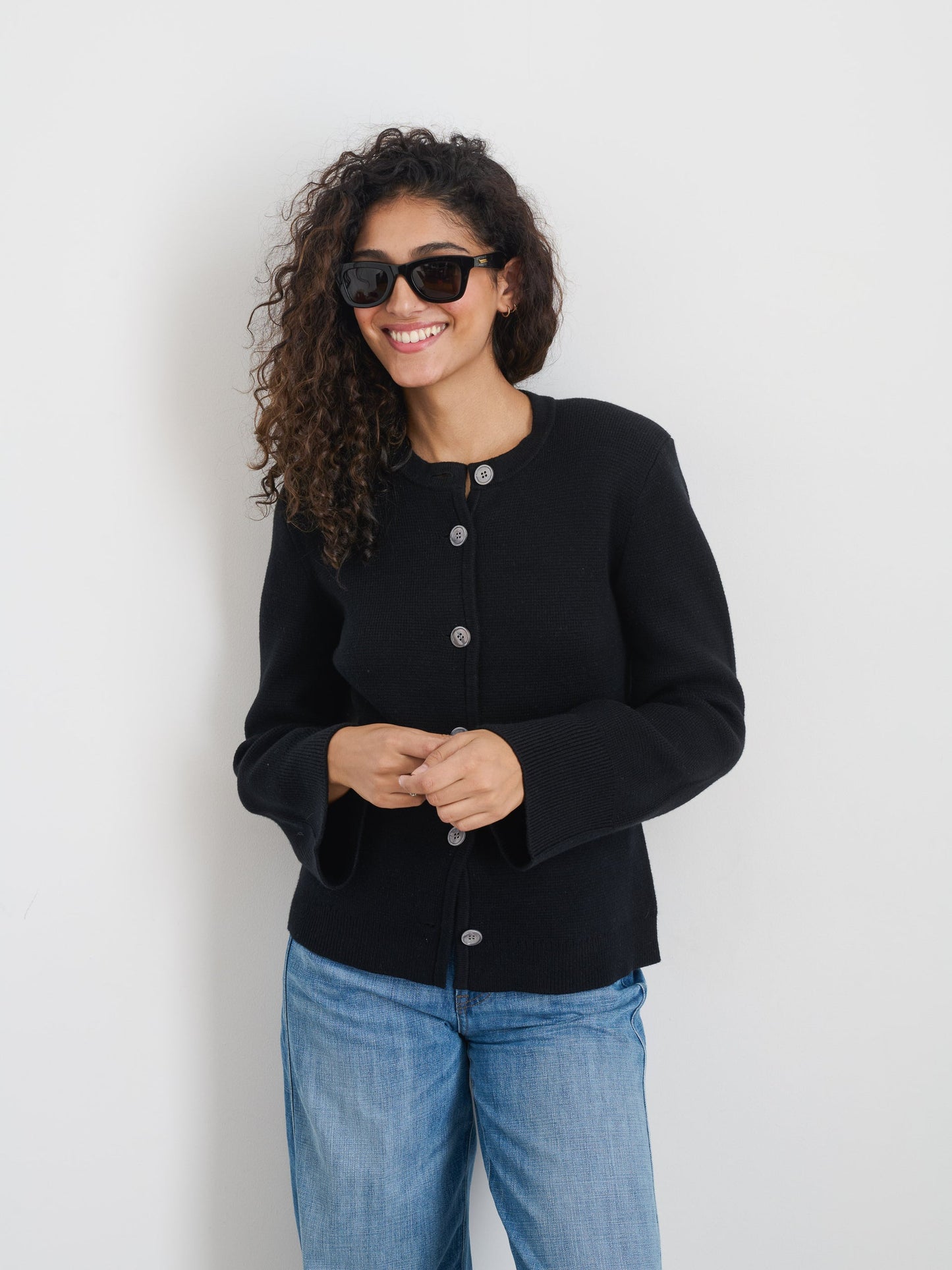 Alex Mill Provence Sweater Jacket In Cotton Cashmere Black