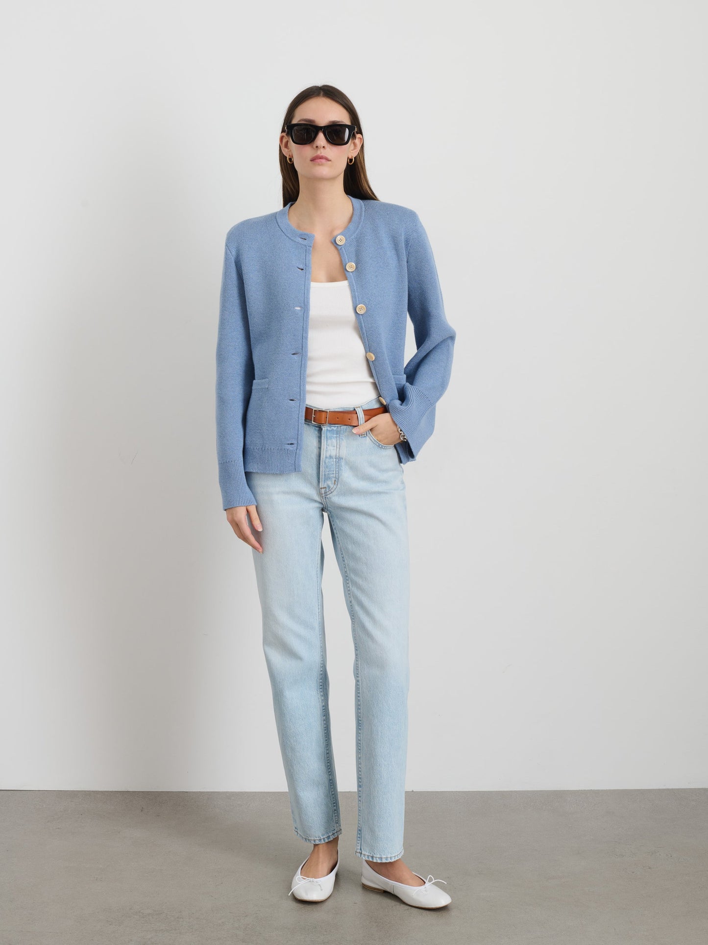 Alex Mill Provence Sweater Jacket In Cotton Cashmere Dolly Blue