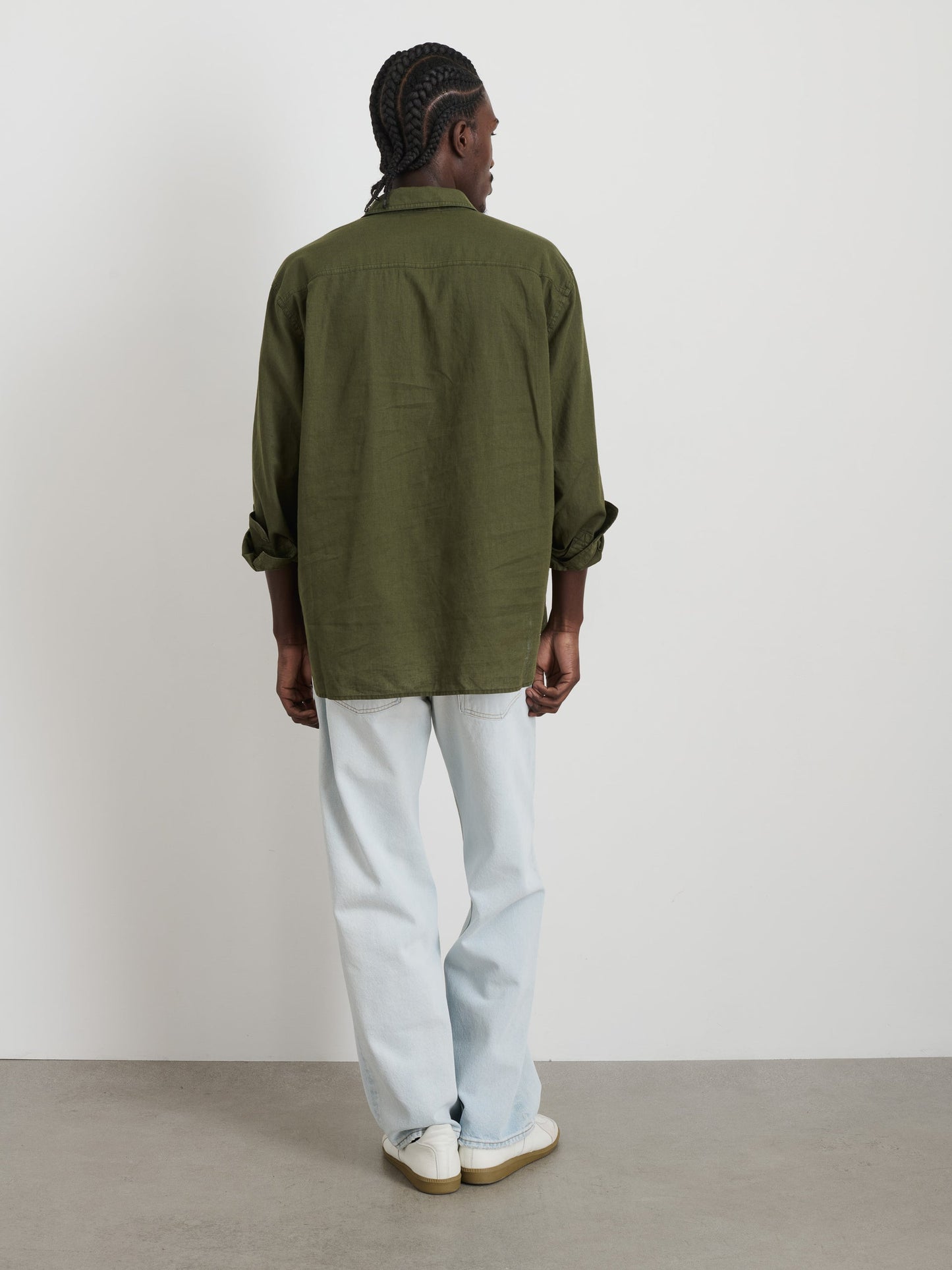 Alex Mill Carter Popover In Cotton Linen Surplus Green