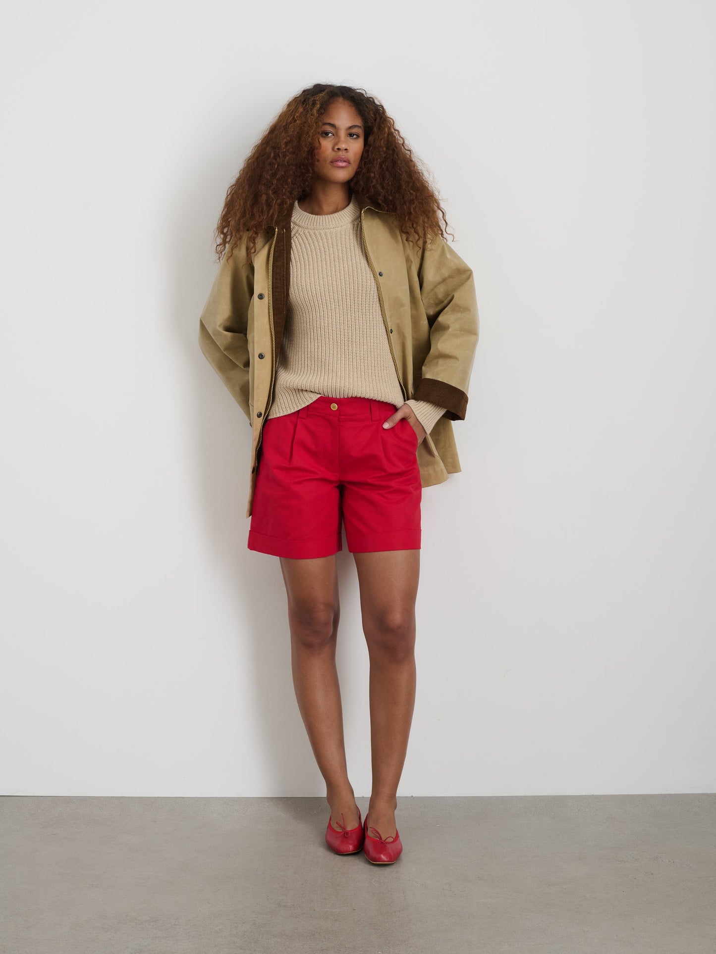 Alex Mill Soho Short In Cotton Linen Crimson