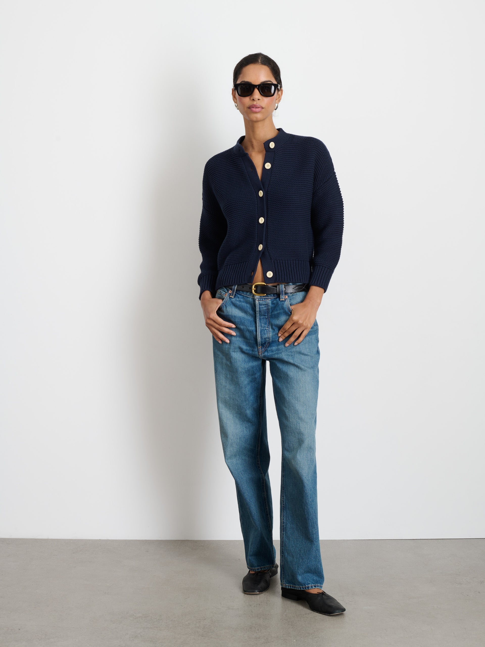 Alex Mill Nico Cardigan in Cotton Dark Navy