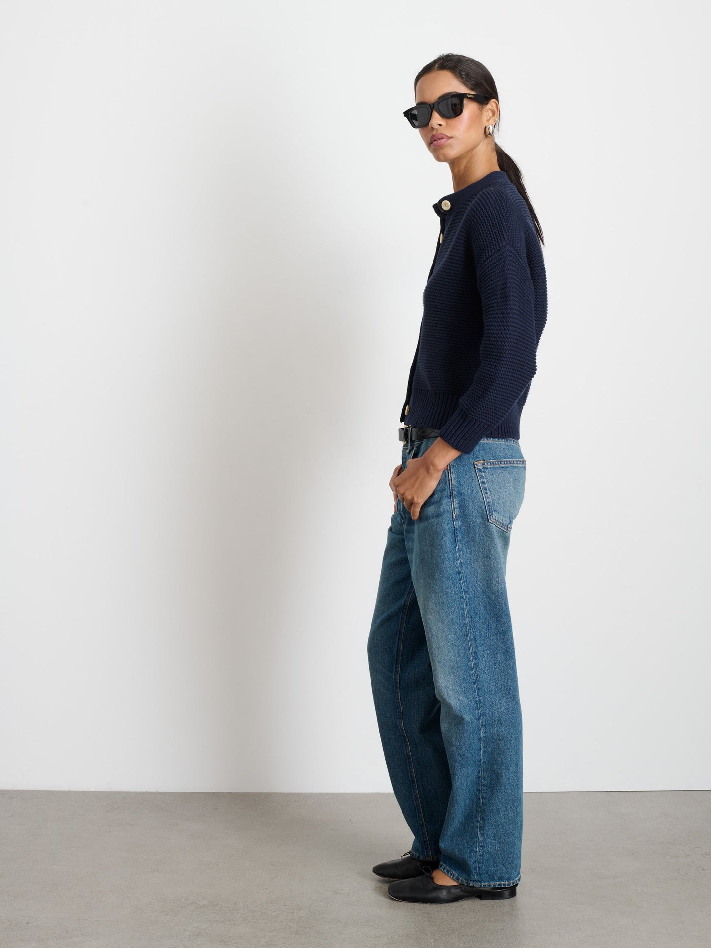 Alex Mill Nico Cardigan in Cotton Dark Navy