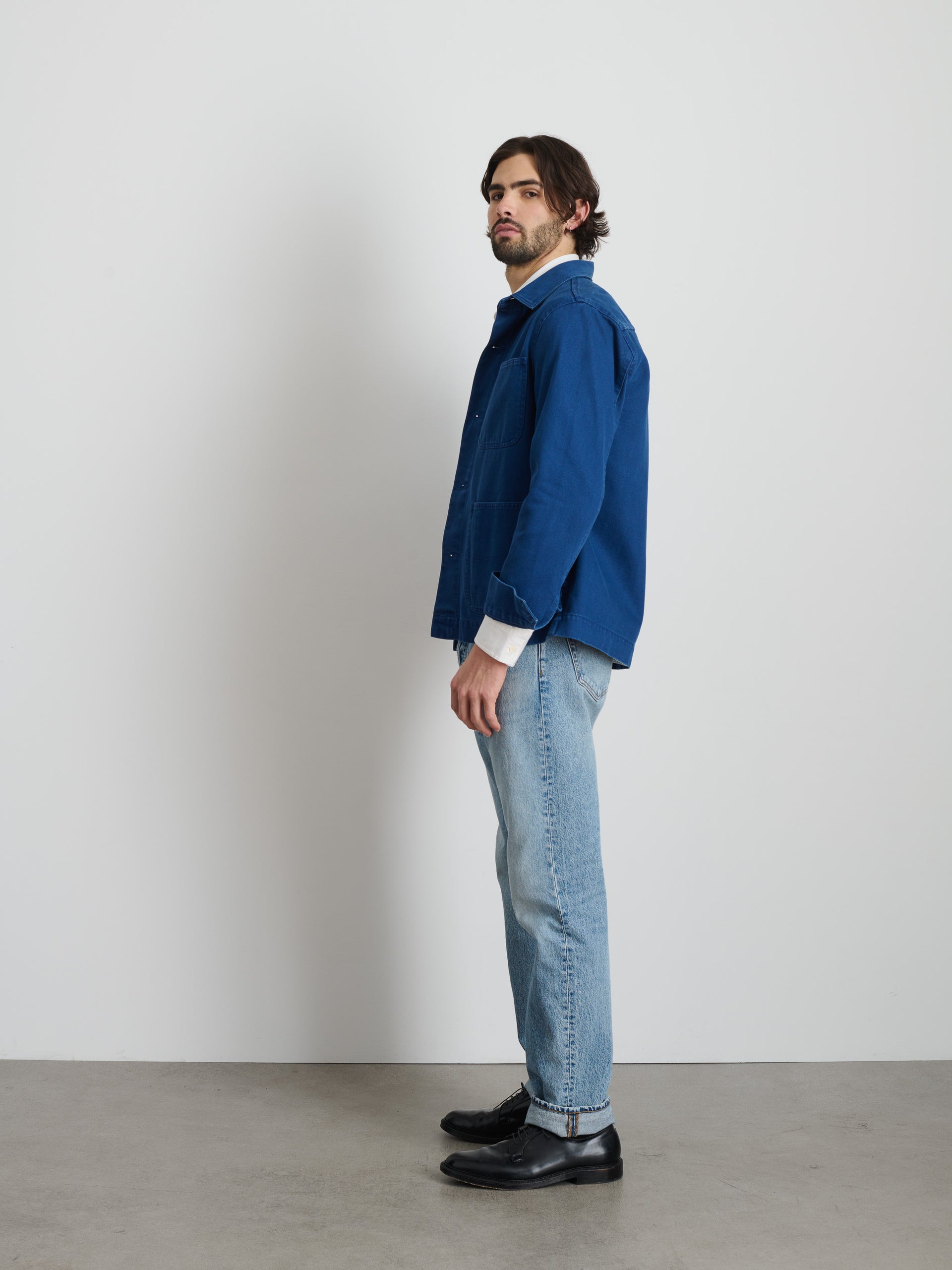 Alex Mill Garment Dyed Work Jacket in Recycled Denim French Navy