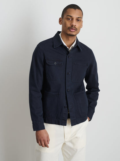 Alex Mill Garment Dyed Work Jacket in Recycled Denim Dark Navy