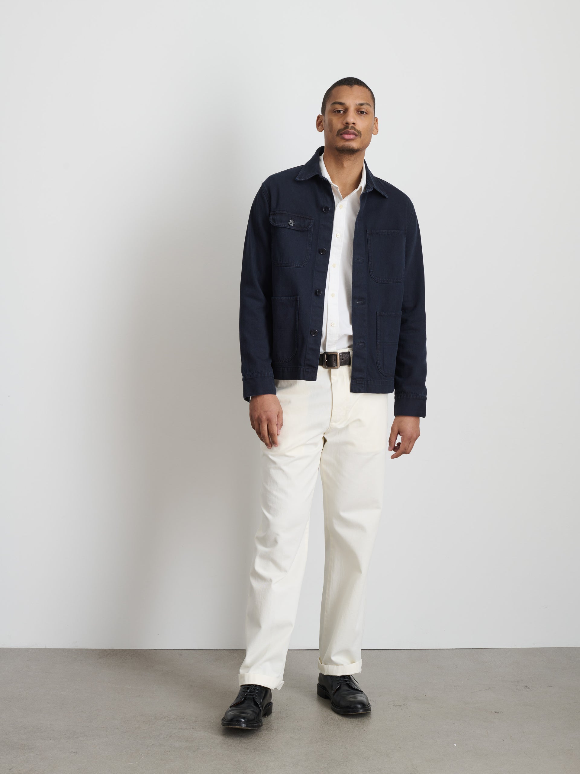 Alex Mill Garment Dyed Work Jacket in Recycled Denim Dark Navy