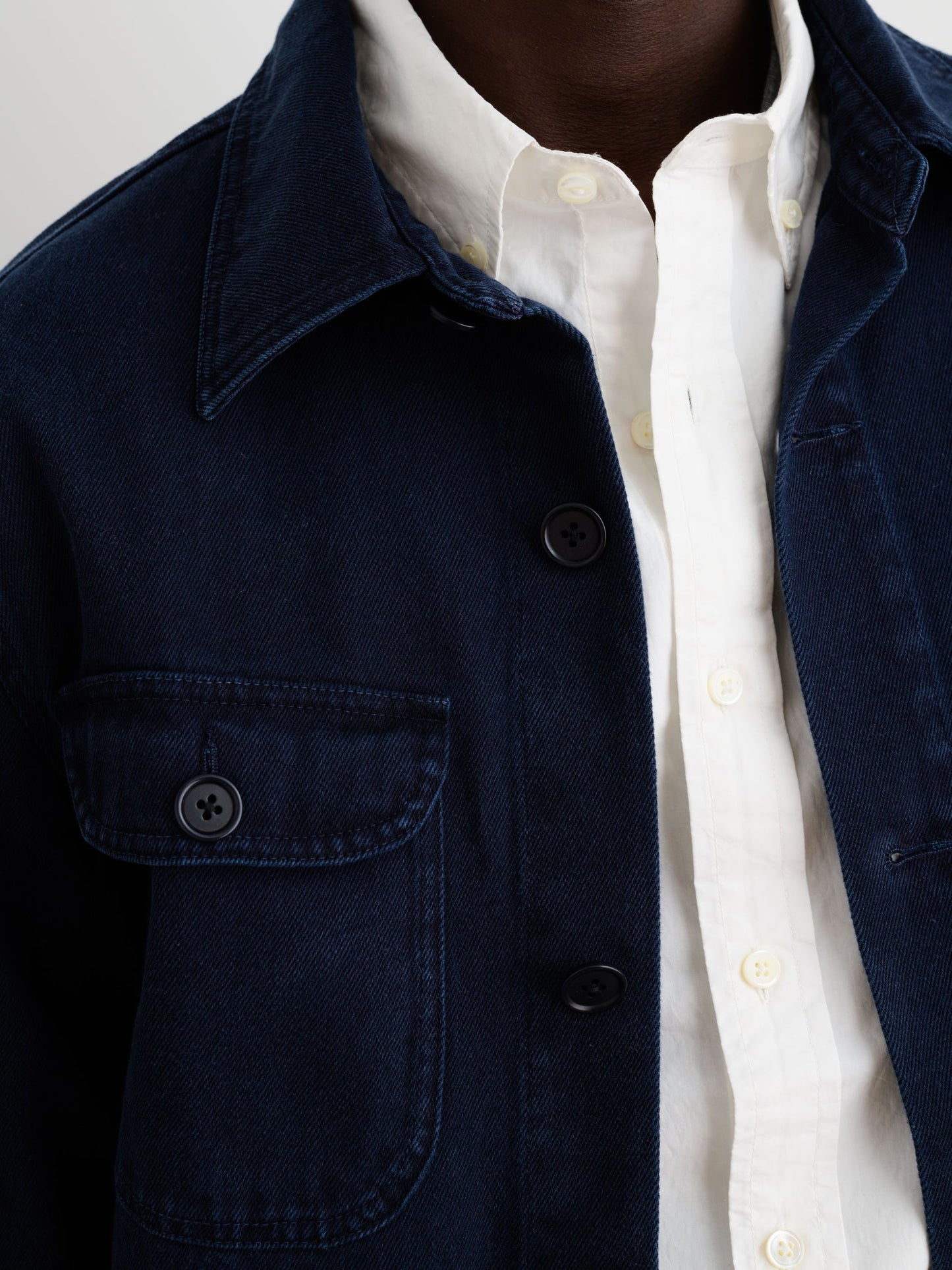 Alex Mill Garment Dyed Work Jacket in Recycled Denim Dark Navy