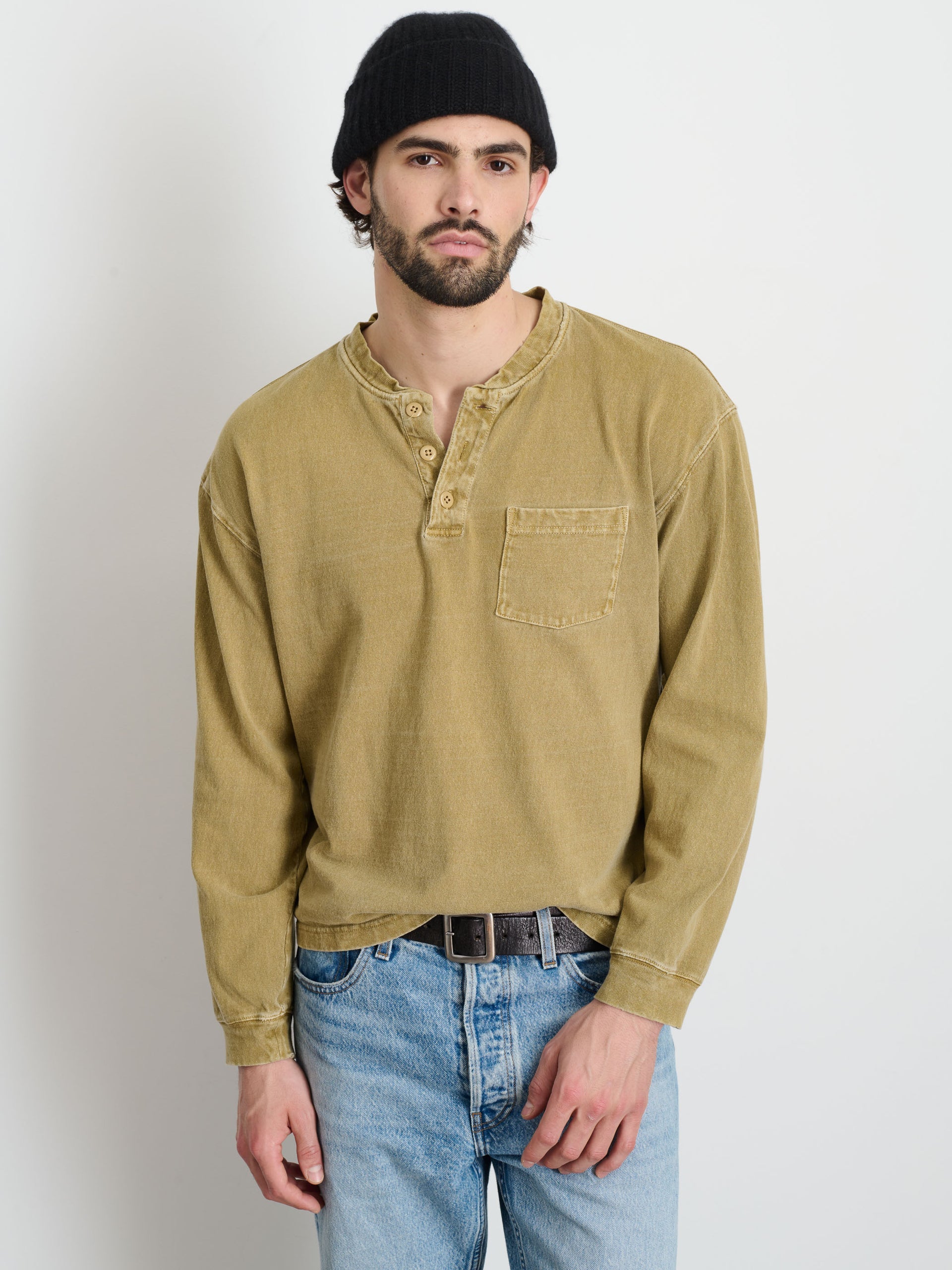 Alex Mill Alan Henley In Heavyweight Cotton Khaki