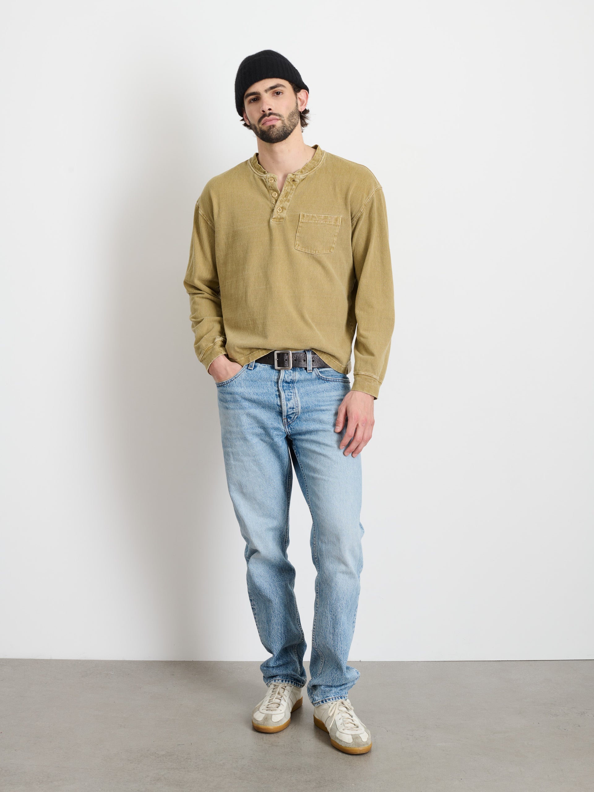 Alex Mill Alan Henley In Heavyweight Cotton Khaki