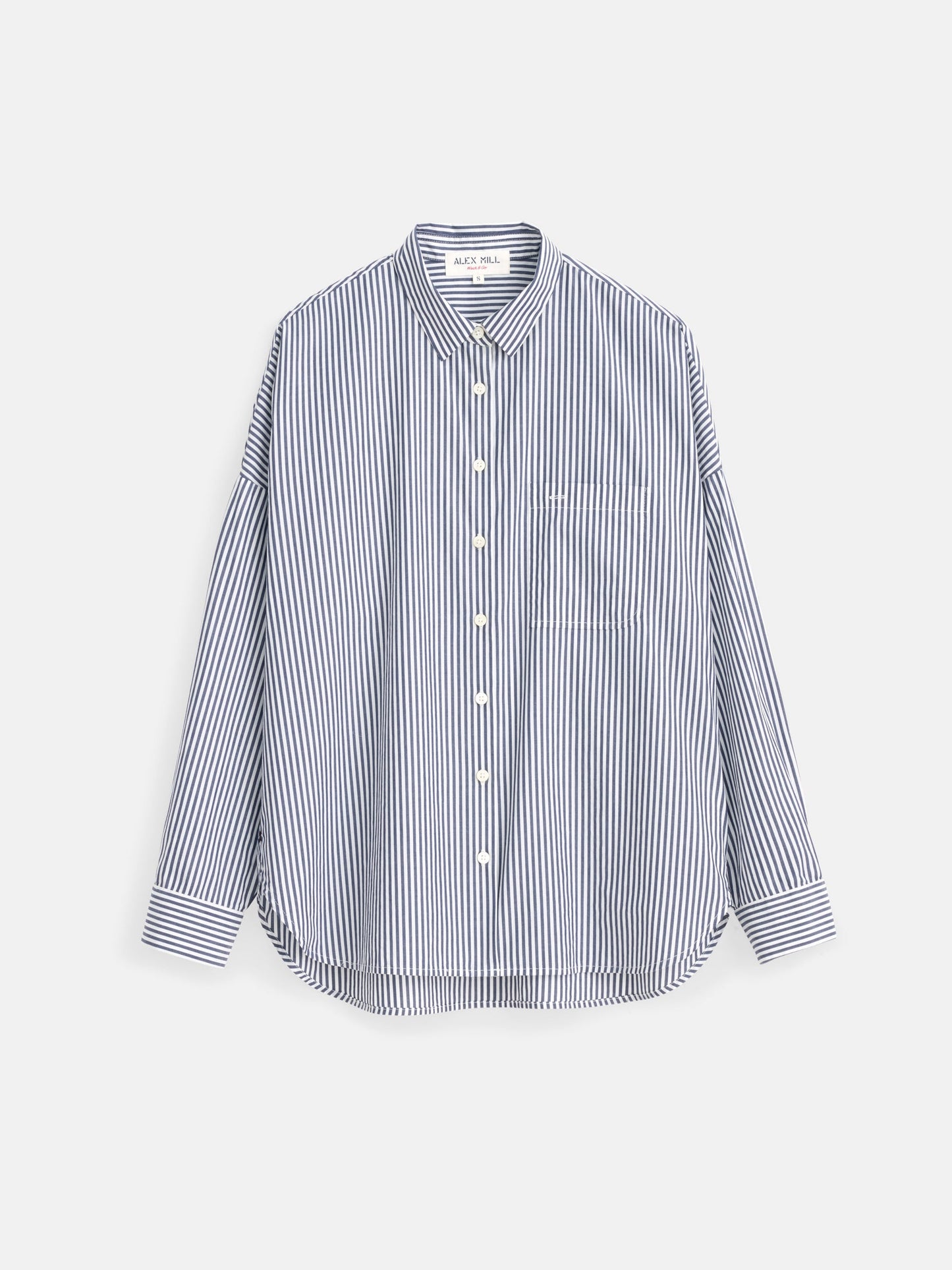 Alex Mill Jo Shirt in Striped Cotton Poplin Navy/White