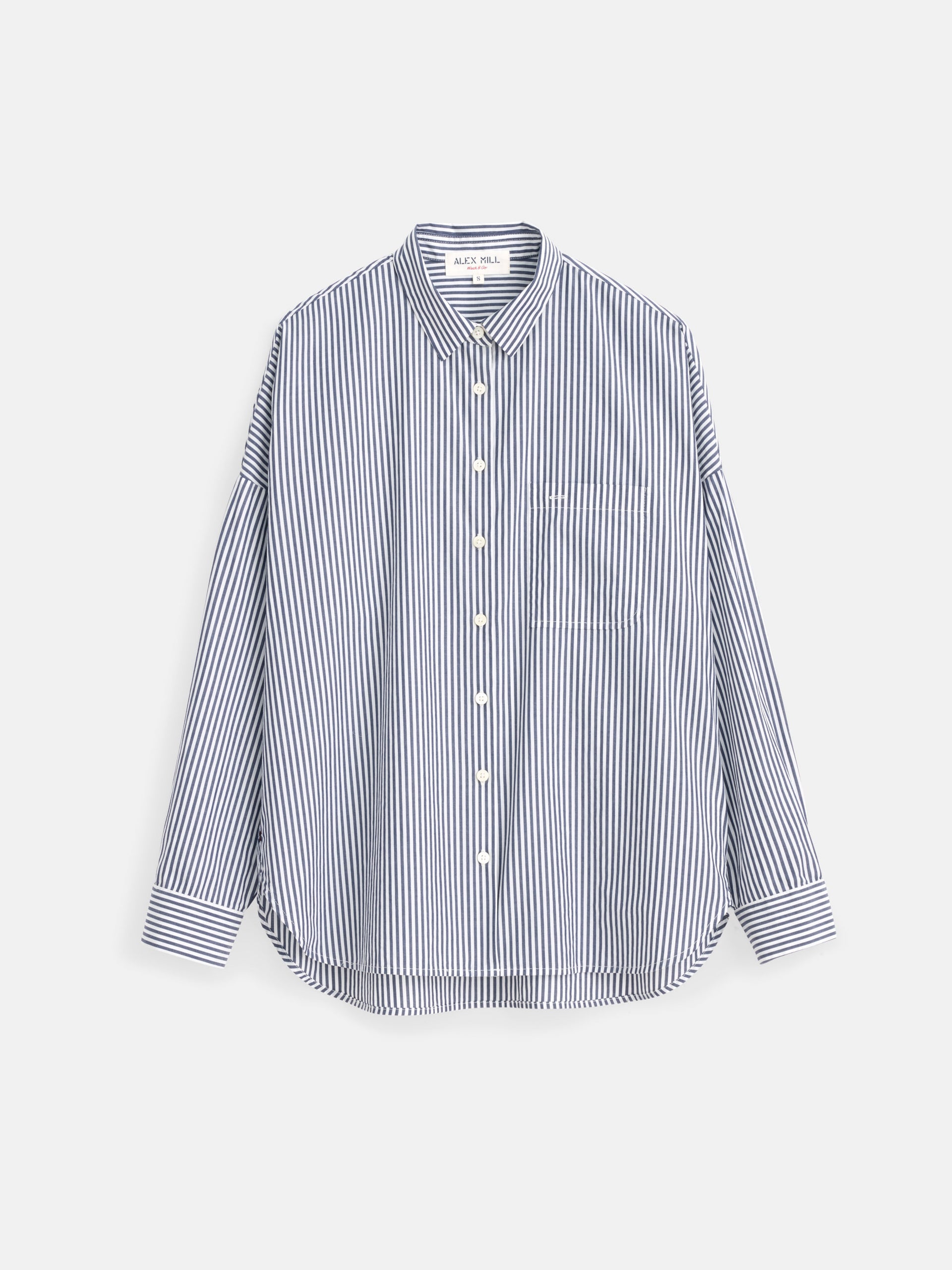 Alex Mill Jo Shirt in Striped Cotton Poplin Navy/White