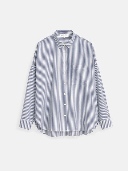 Alex Mill Jo Shirt in Striped Cotton Poplin Navy/White