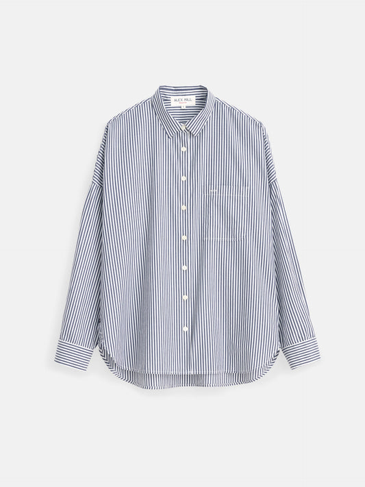 Alex Mill Jo Shirt in Striped Cotton Poplin Navy/White