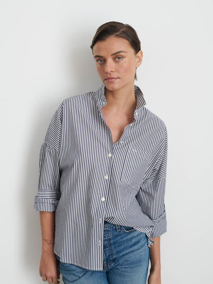 Alex Mill Jo Shirt in Striped Cotton Poplin Navy/White
