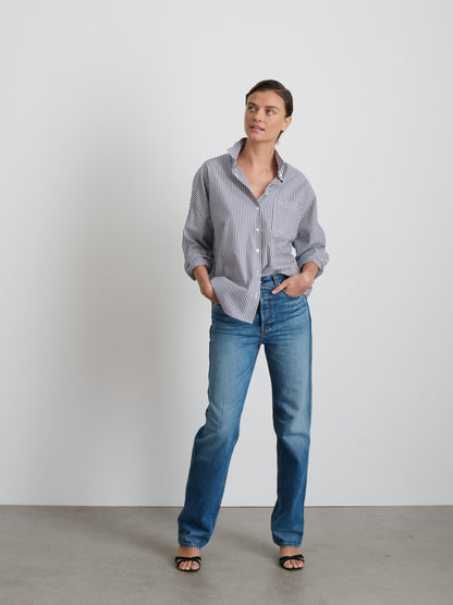 Alex Mill Jo Shirt in Striped Cotton Poplin Navy/White