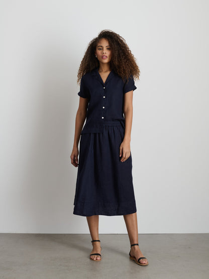 Alex Mill Maddie Skirt in Linen Dark Navy