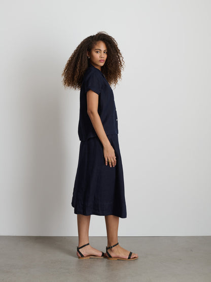 Alex Mill Maddie Skirt in Linen Dark Navy
