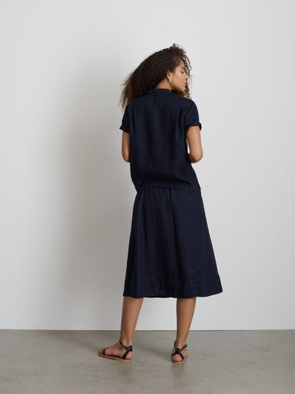 Alex Mill Maddie Skirt in Linen Dark Navy