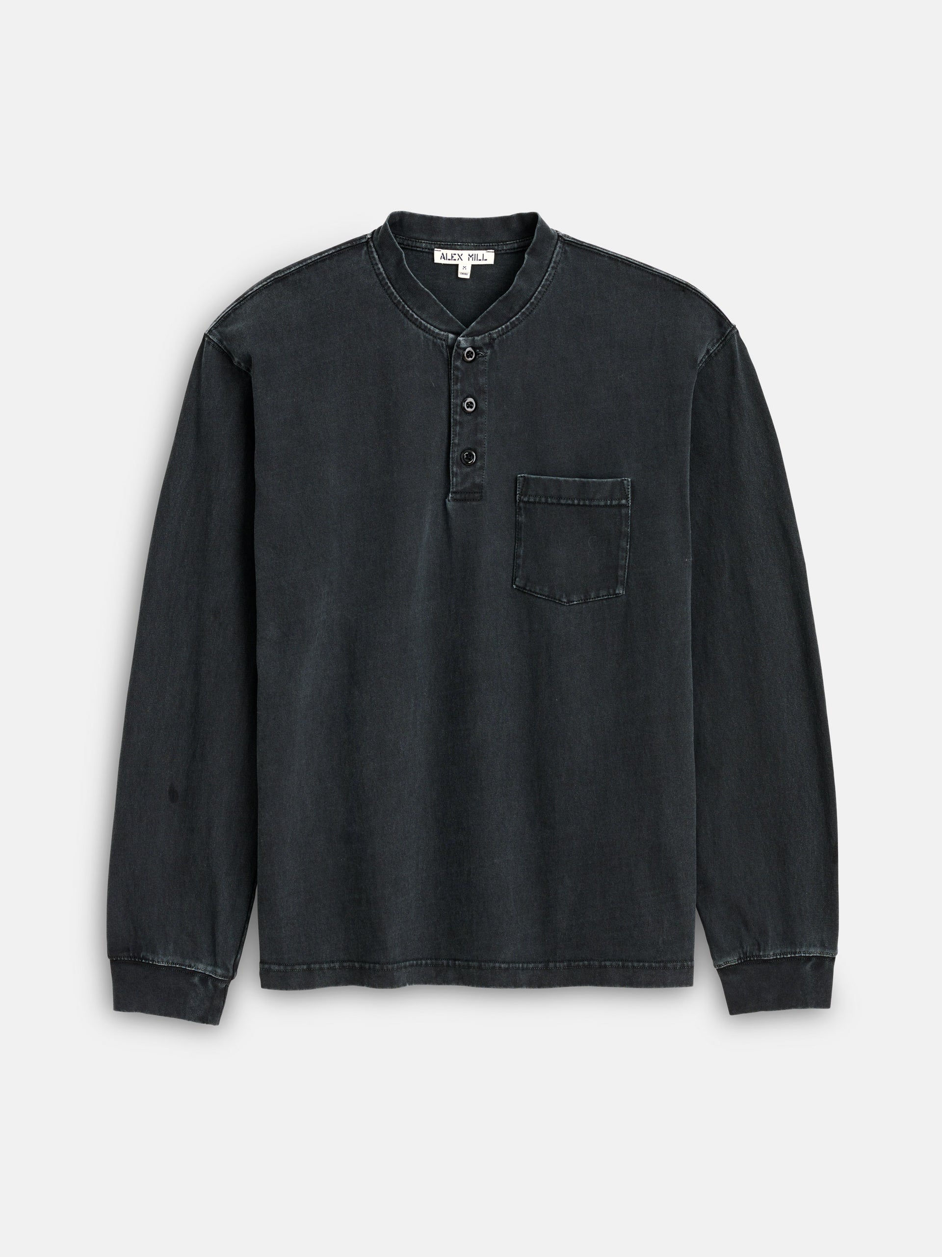 Alex Mill Alan Henley In Heavyweight Cotton Washed Black