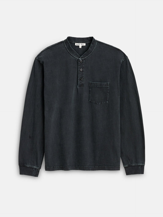 Alex Mill Alan Henley In Heavyweight Cotton Washed Black