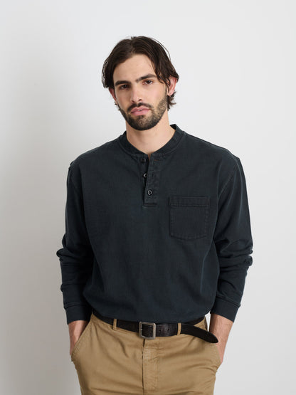 Alex Mill Alan Henley In Heavyweight Cotton Washed Black