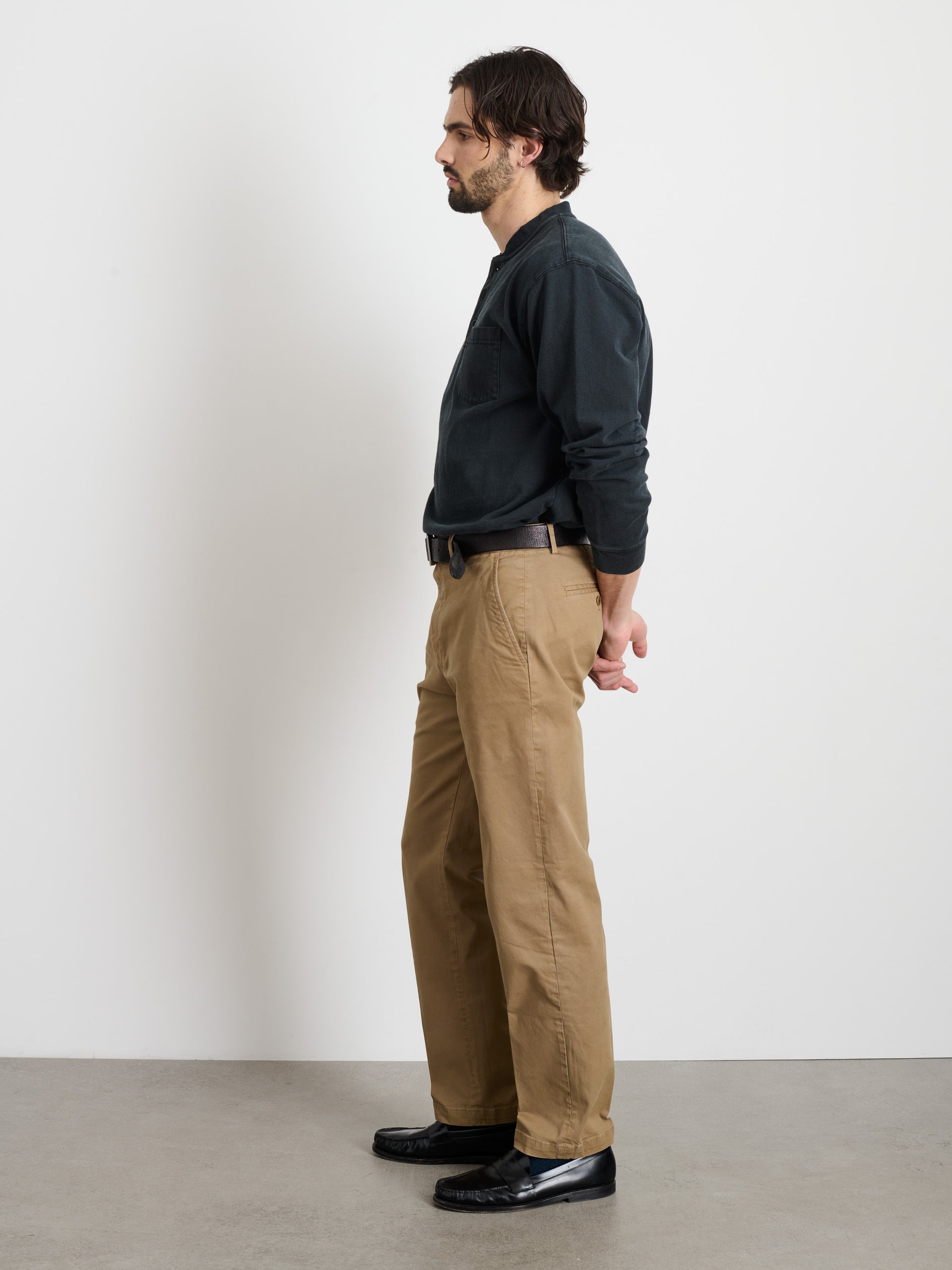 Alex Mill Alan Henley In Heavyweight Cotton Washed Black