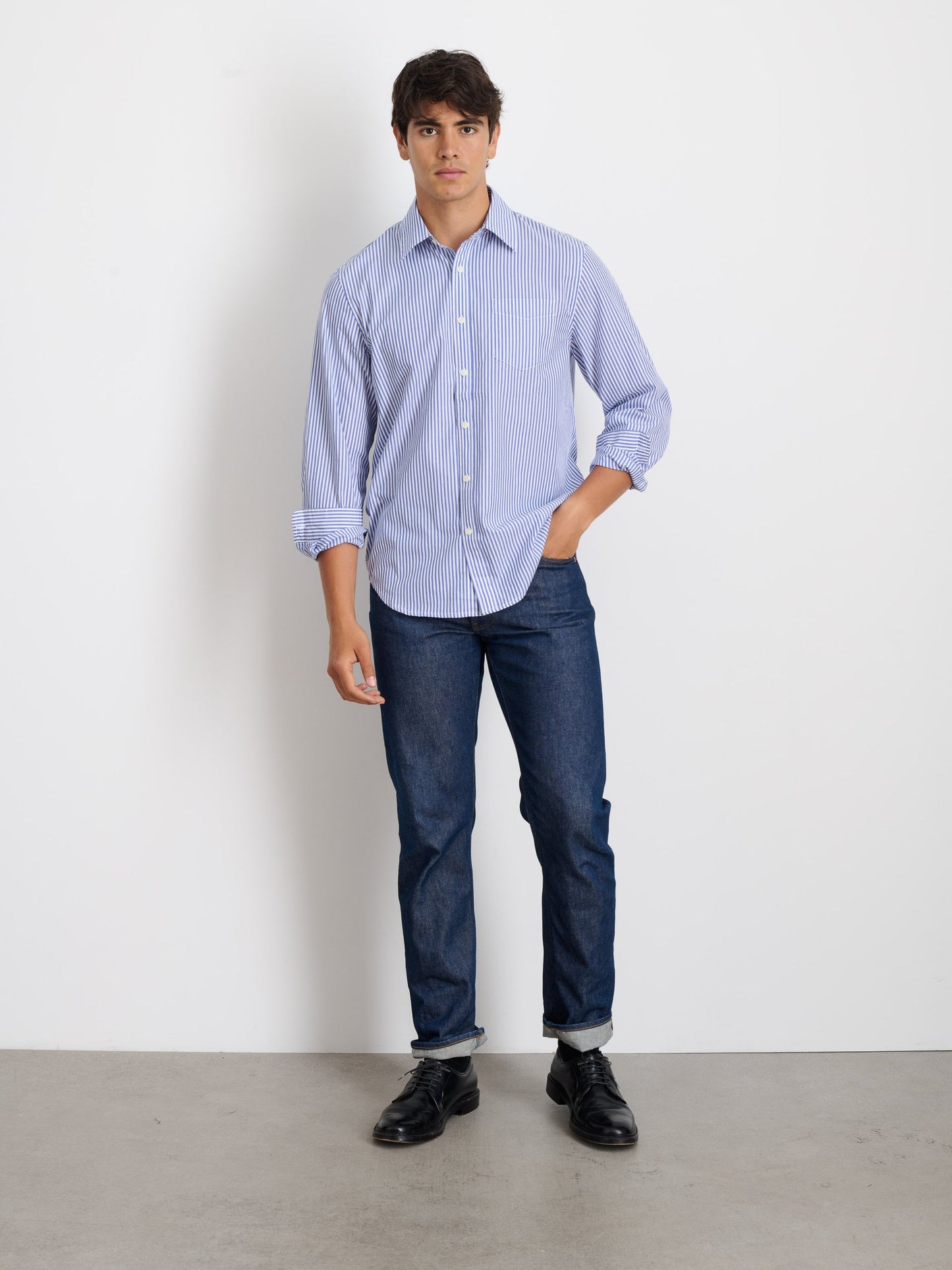 Alex Mill Mill Shirt in Striped Poplin Blue/White