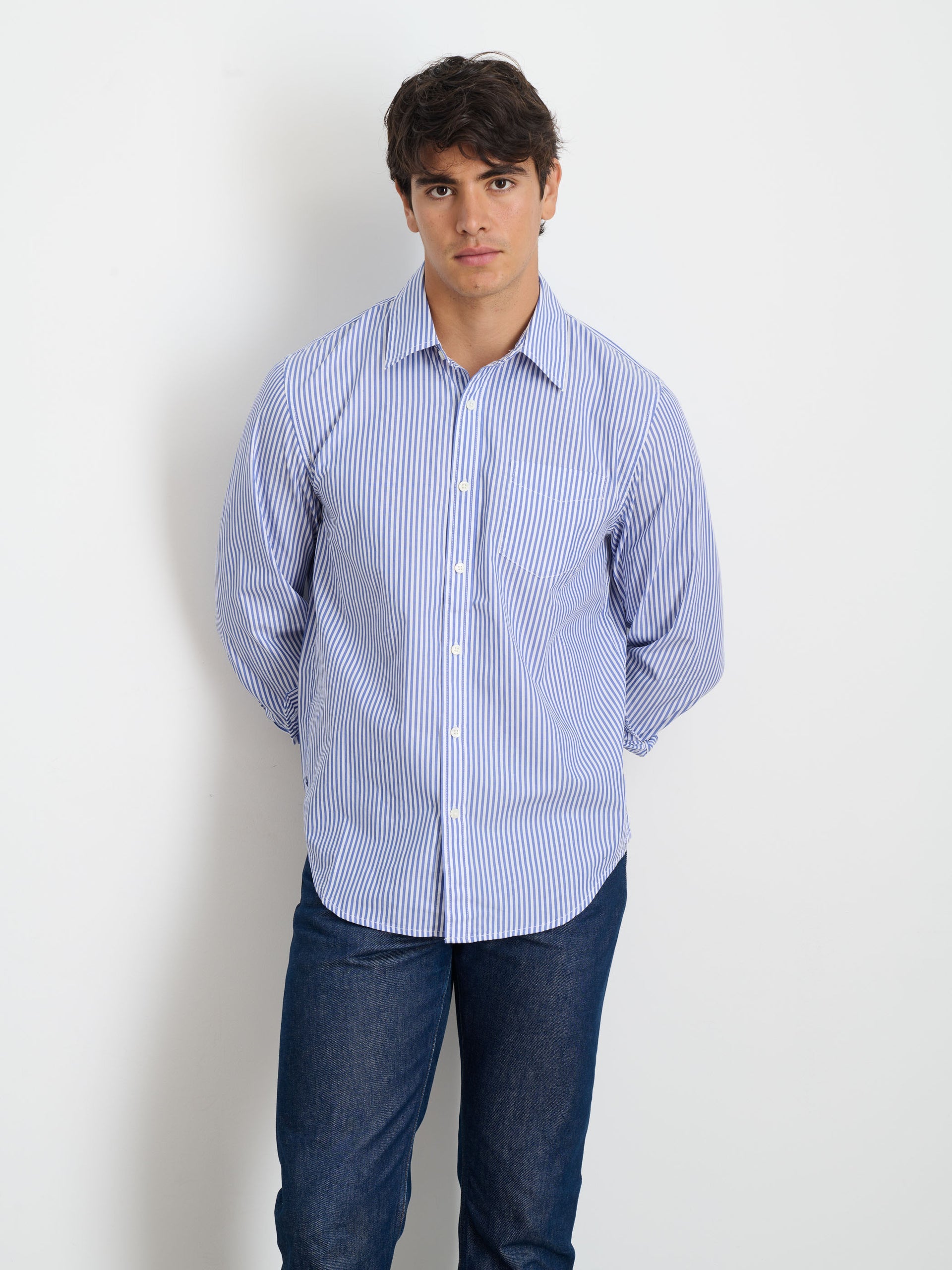 Alex Mill Mill Shirt in Striped Poplin Blue/White