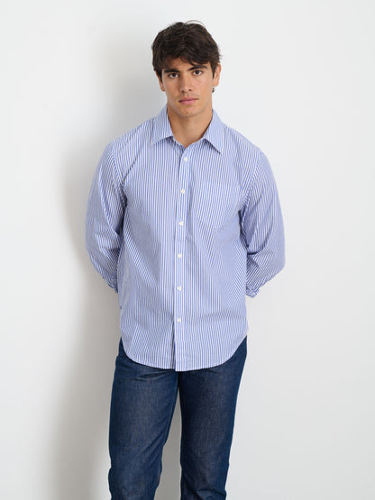 Alex Mill Mill Shirt in Striped Poplin Blue/White