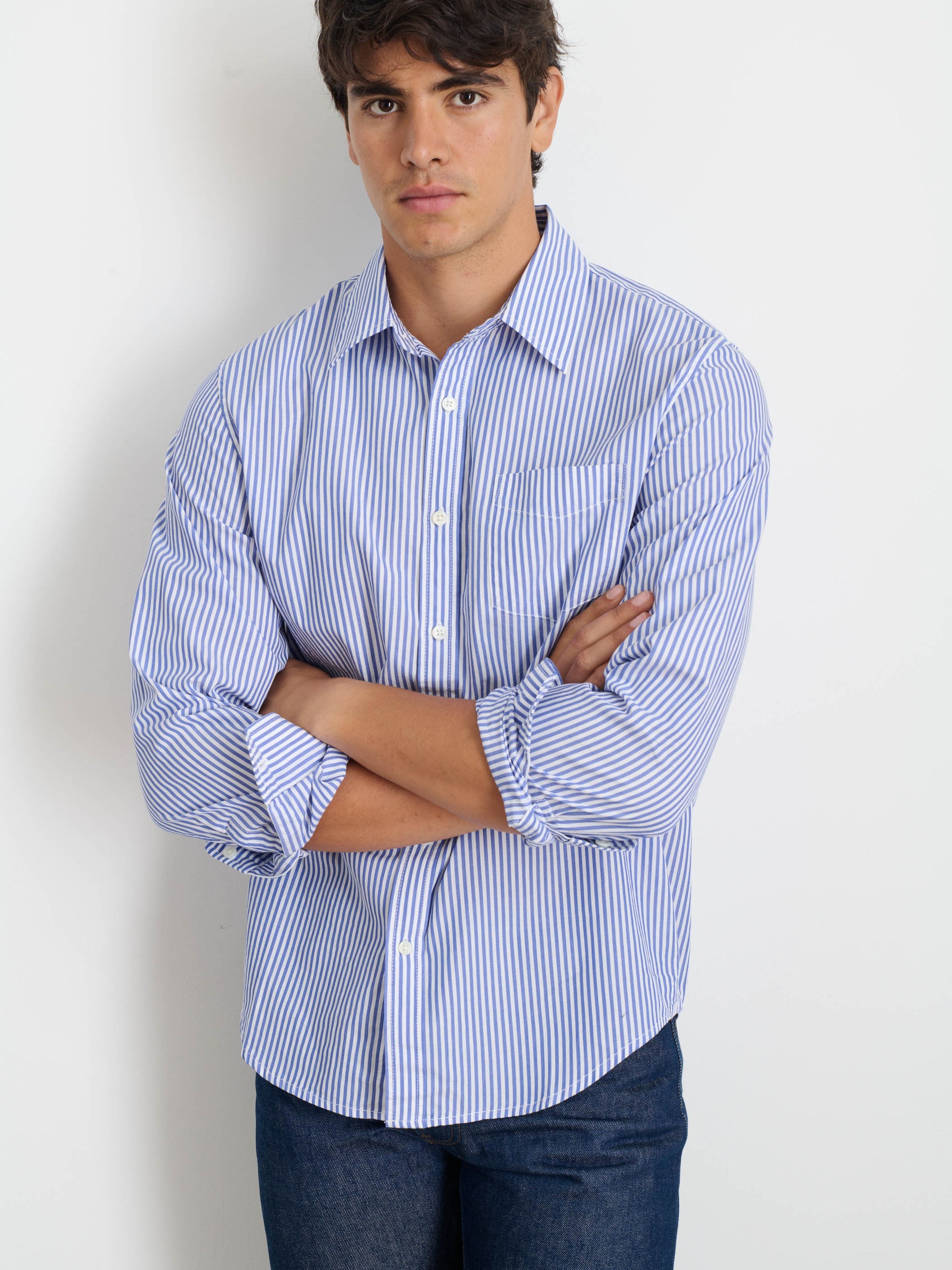 Alex Mill Mill Shirt in Striped Poplin Blue/White