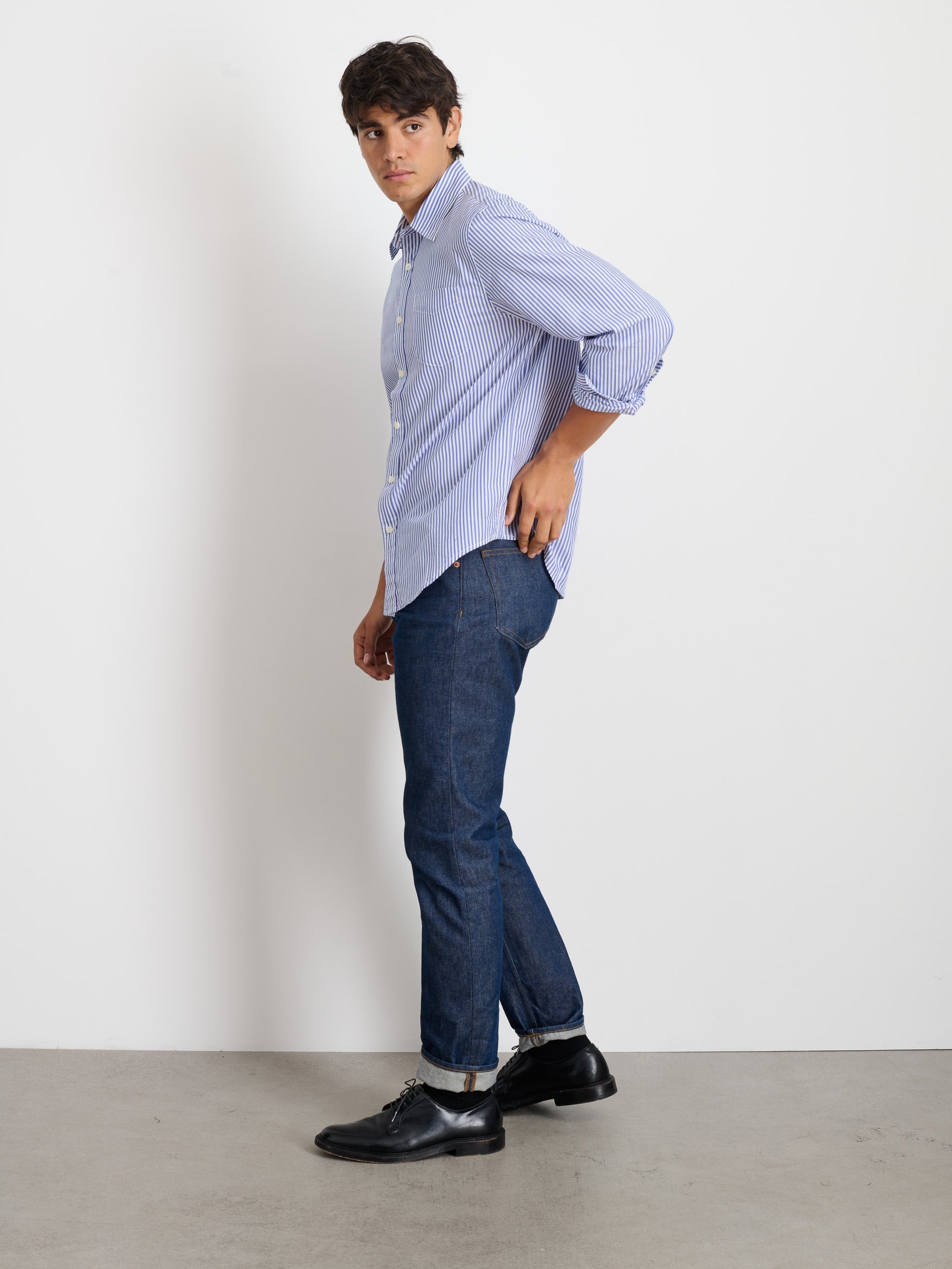 Alex Mill Mill Shirt in Striped Poplin Blue/White