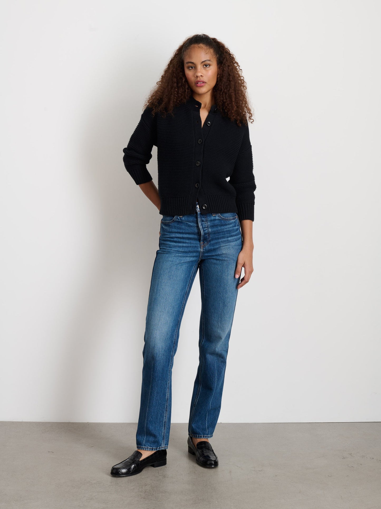 Alex Mill Nico Cardigan in Cotton Black