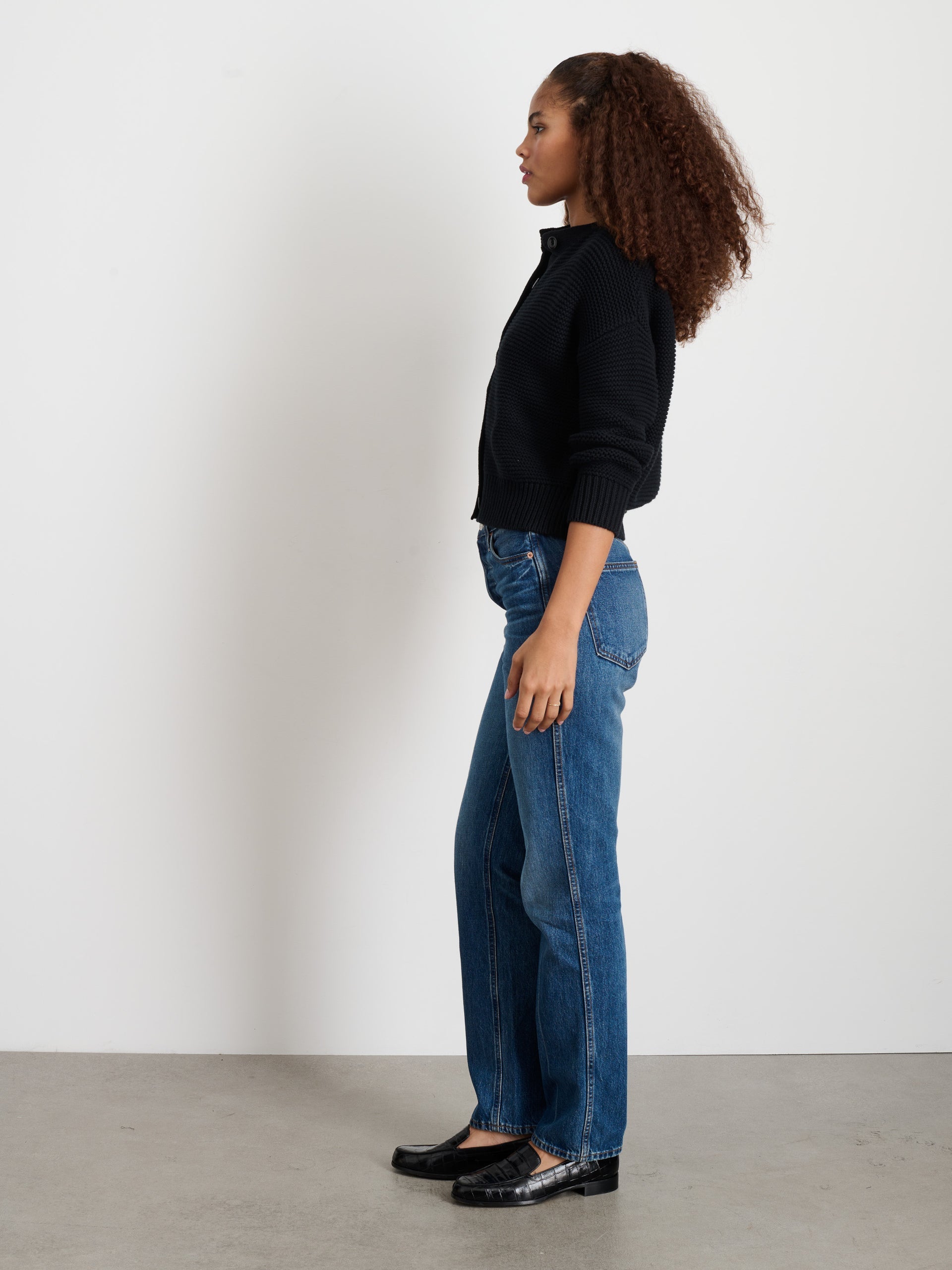 Alex Mill Nico Cardigan in Cotton Black