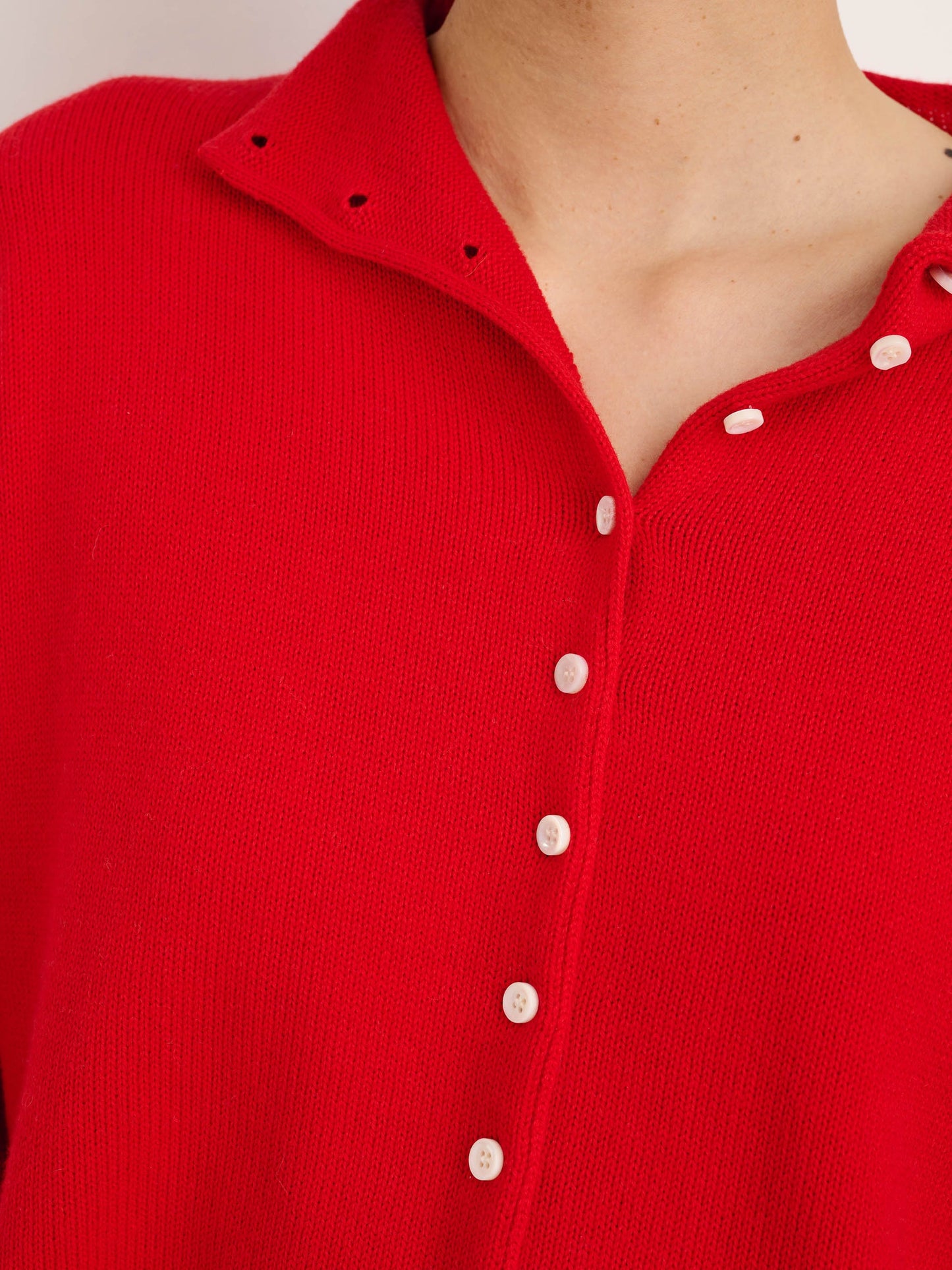 Alex Mill Taylor Rollneck Cardigan in Cotton Cashmere Fire Red