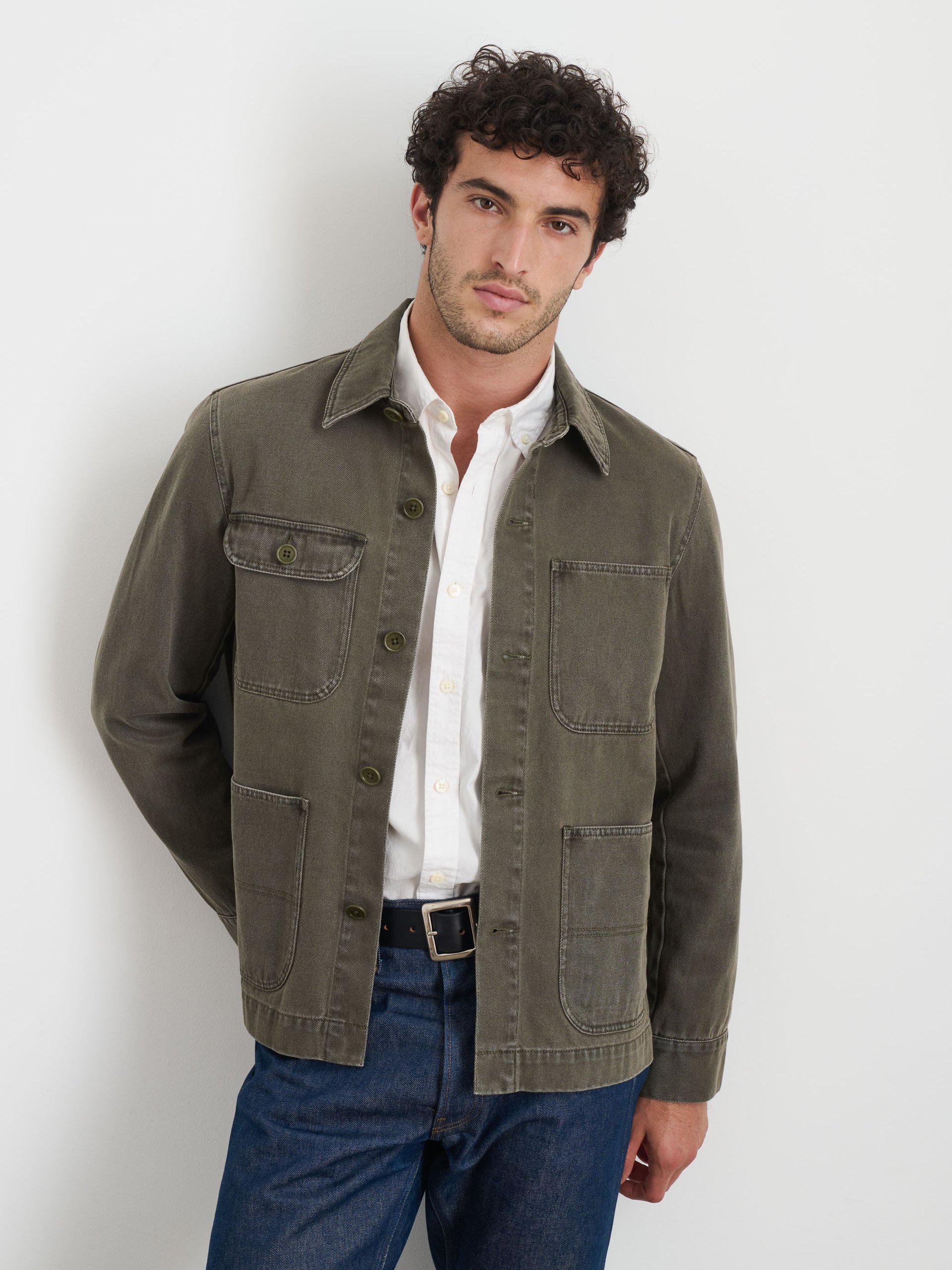 Alex Mill Garment Dyed Work Jacket in Recycled Denim Thyme