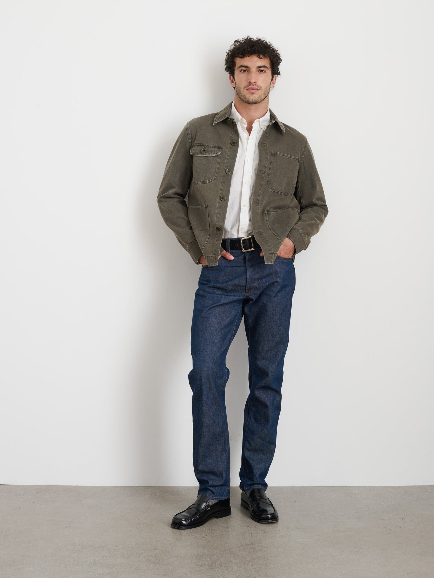 Alex Mill Garment Dyed Work Jacket in Recycled Denim Thyme