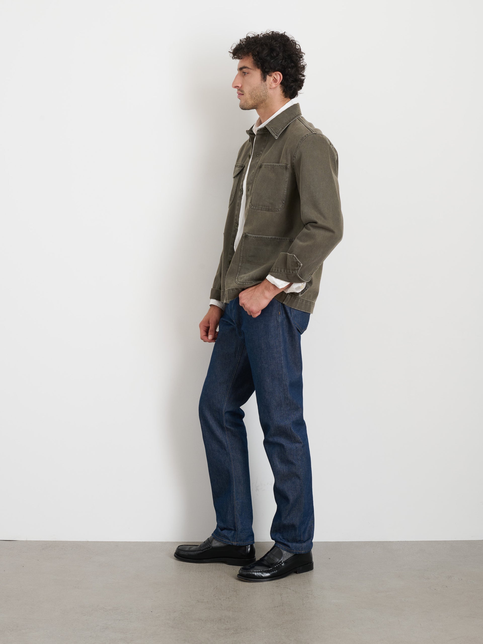 Alex Mill Garment Dyed Work Jacket in Recycled Denim Thyme