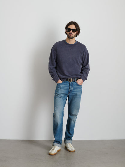 Alex Mill Marlon Sweatshirt in Lightweight Cotton Terry Dark Navy