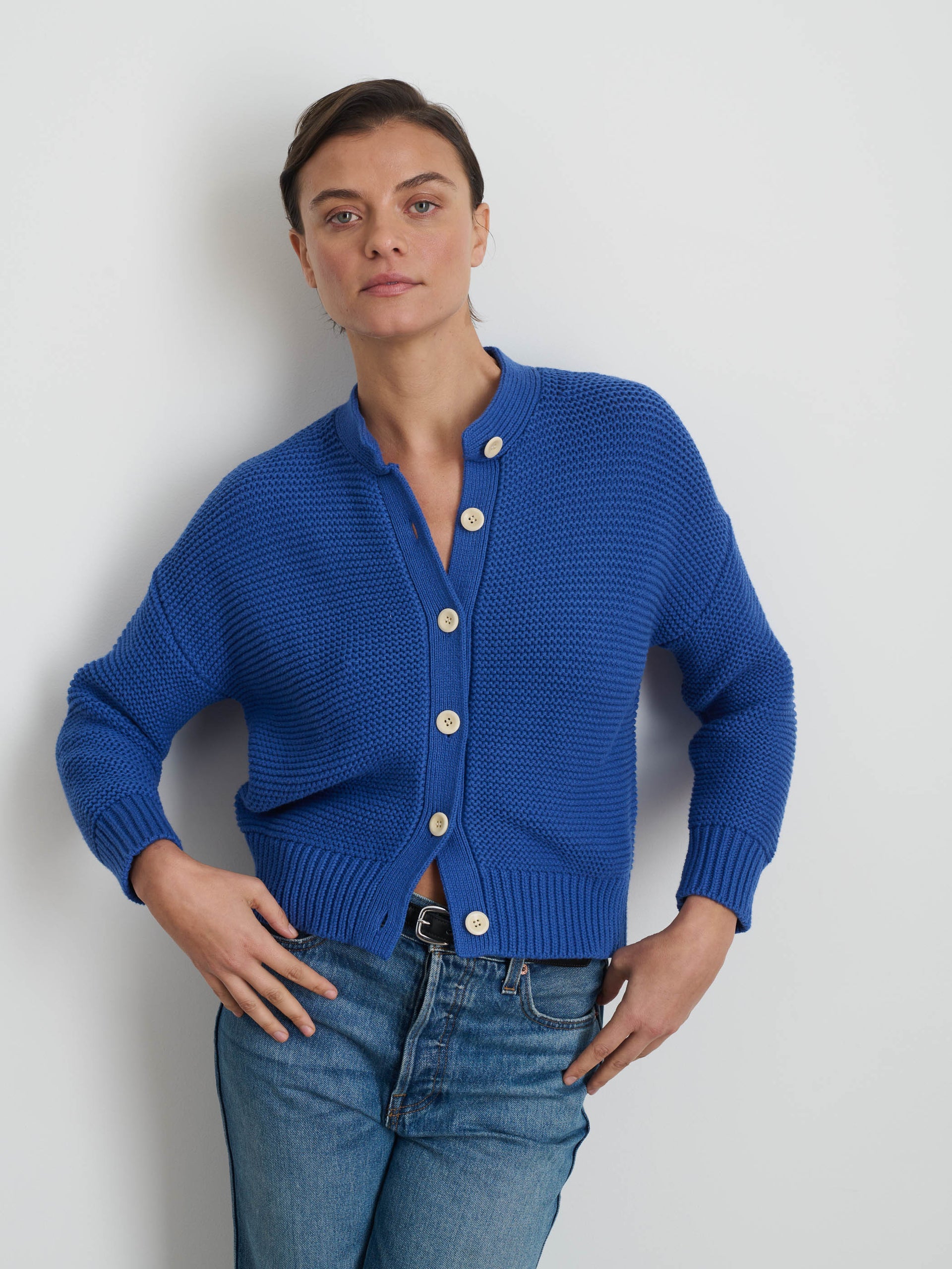 Alex Mill Nico Cardigan in Cotton Cosmic Blue