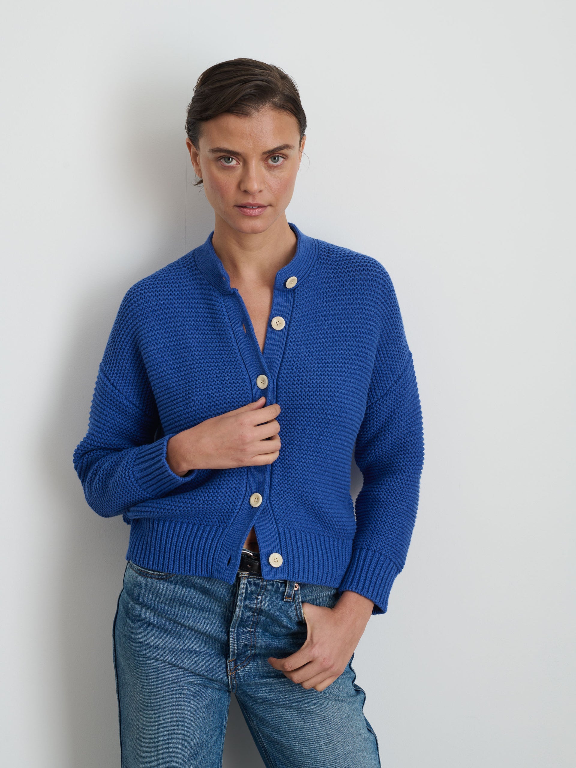 Alex Mill Nico Cardigan in Cotton Cosmic Blue