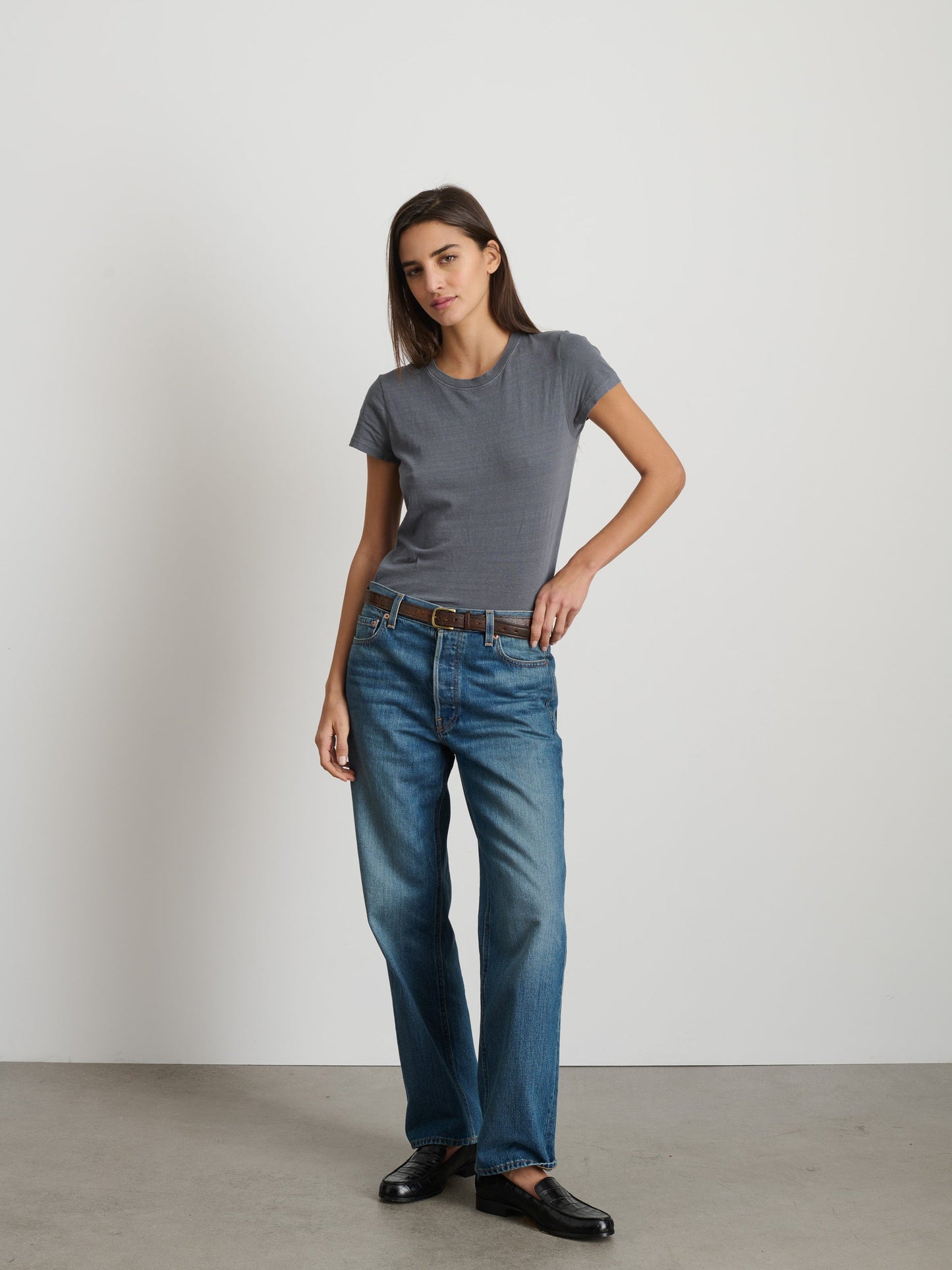 Alex Mill Prospect Tee in Cotton Jersey Charcoal