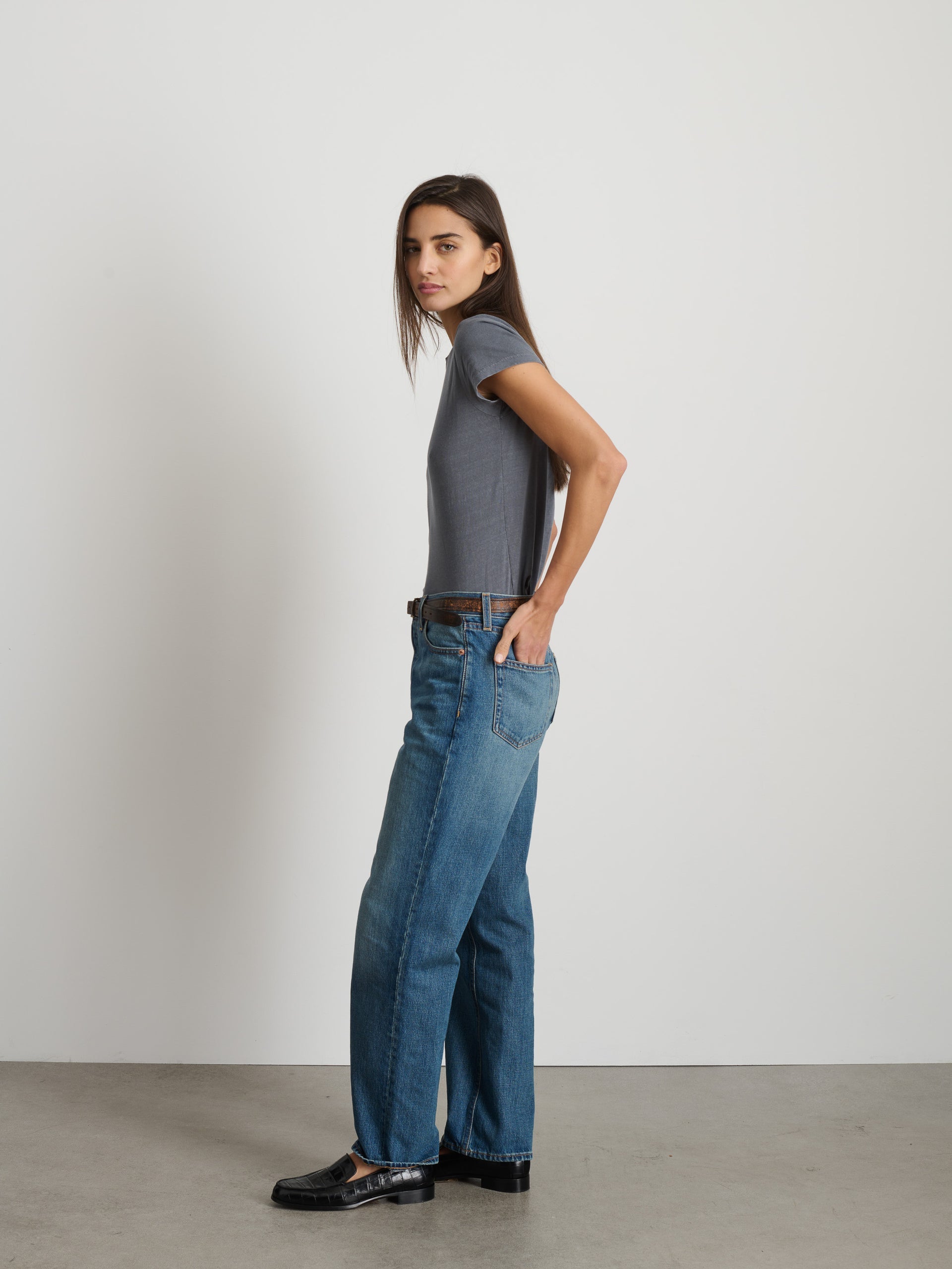 Alex Mill Prospect Tee in Cotton Jersey Charcoal