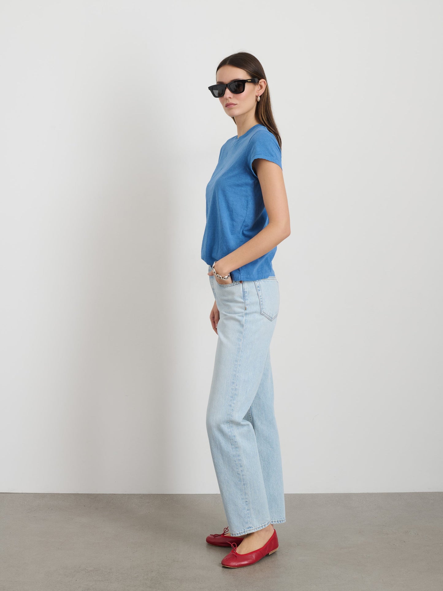 Alex Mill Prospect Tee in Cotton Jersey Washed Cobalt