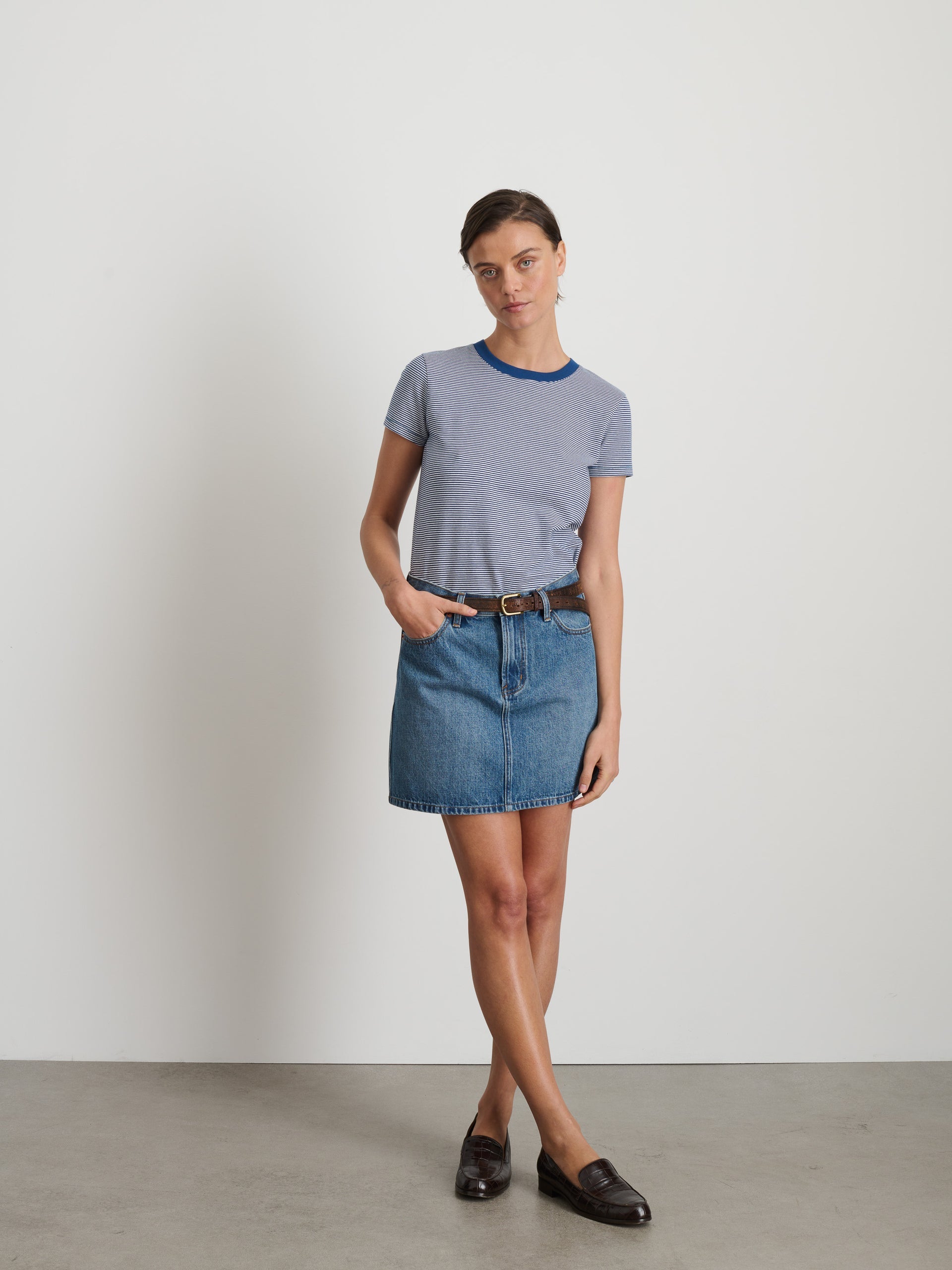 Alex Mill Andie Mini Skirt in Denim Copenhagen Medium Wash