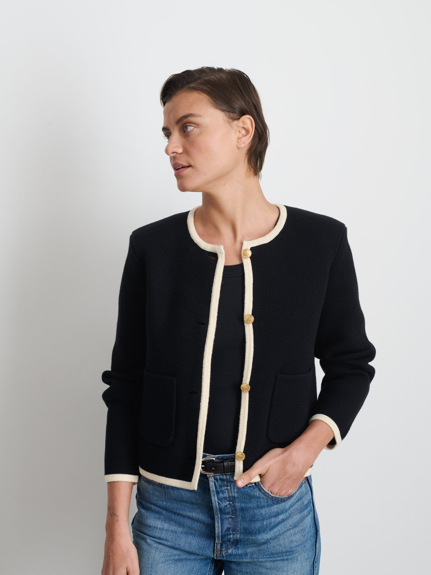 Alex Mill Paris Sweater Jacket Black/Ivory